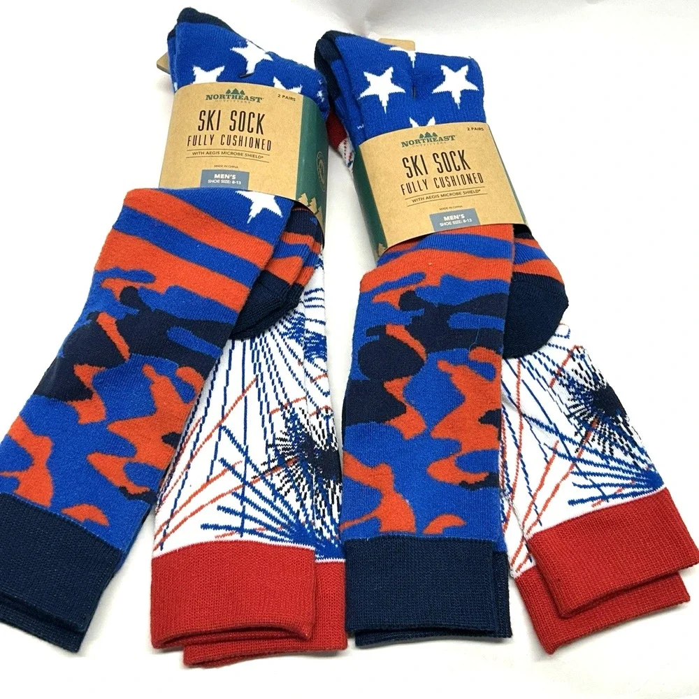 Northeast Outfitters Ski Socks Lot of 4 (2 Pair Each) Blue Snowsport Socks (I1)